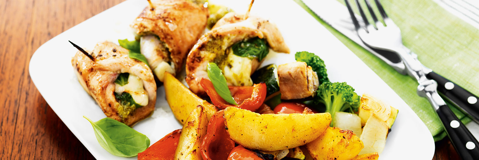 pesto mozzarella broilerirullat